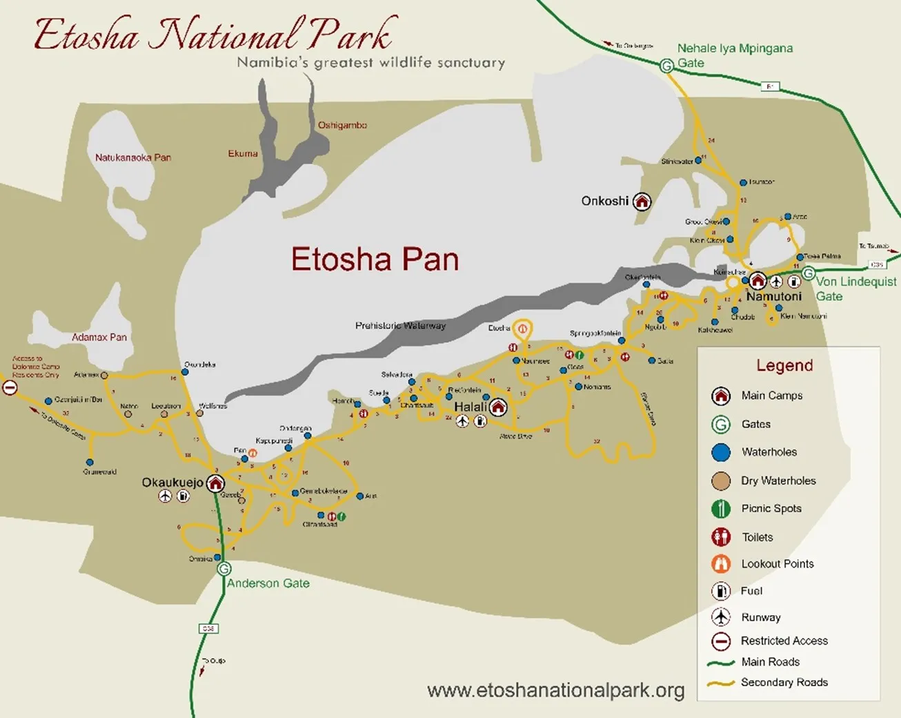 Namibia Nationalparks - Etosha Karte